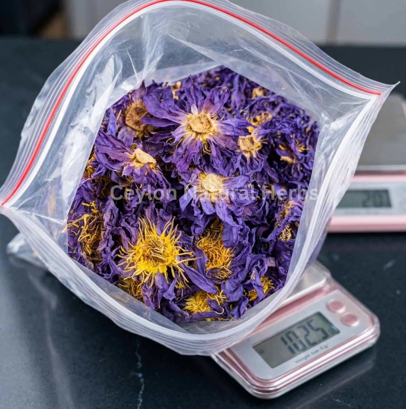 Blue Lotus tea made from dried flowers herbal infusion