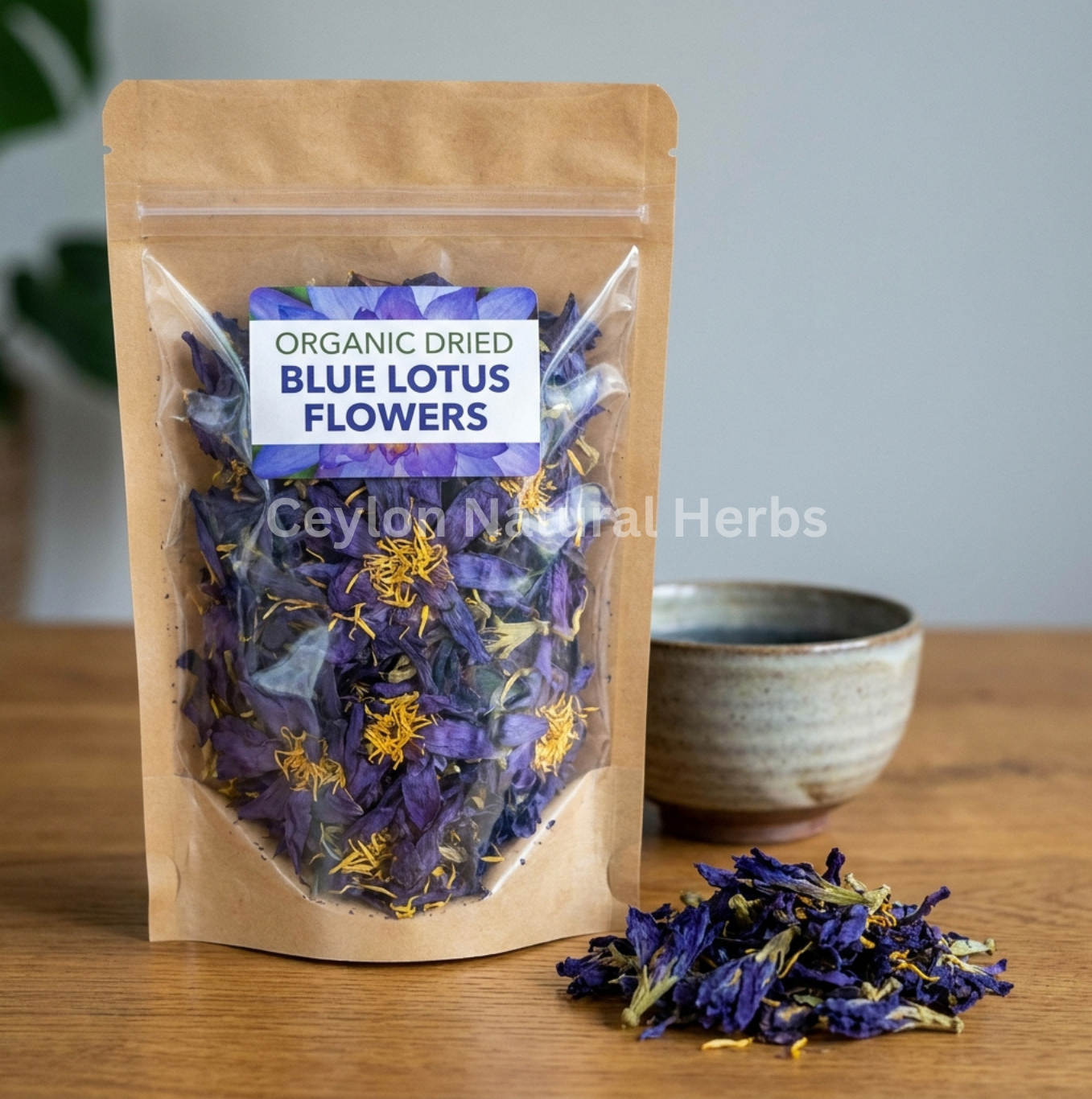 Blue Lotus tea made from dried flowers herbal infusion